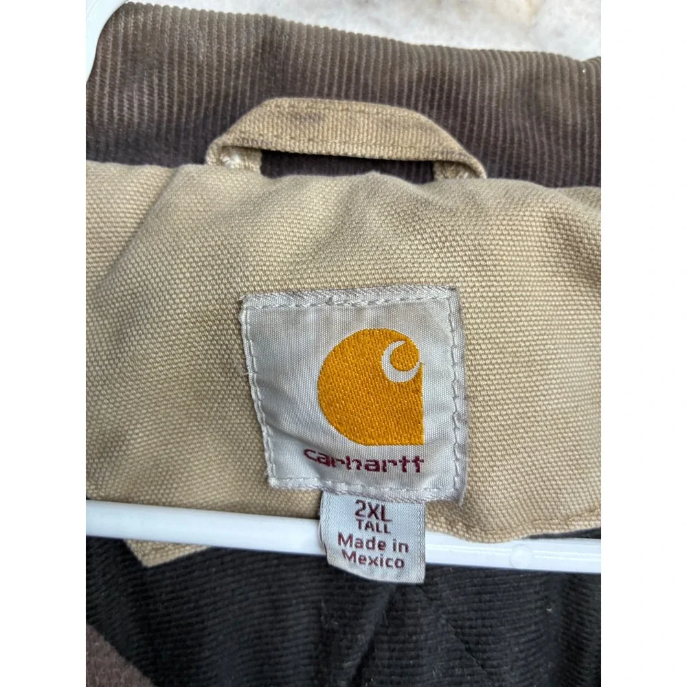 Carhartt J14 Santa Fe Jacket Mens 2XL Tall Tan Duck Canvas Distressed Workwear